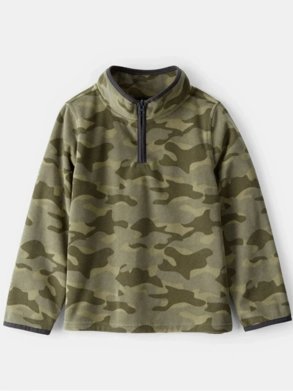OshKosh Boys Camo Quarter Zip Fleece Pullover Size 7-8